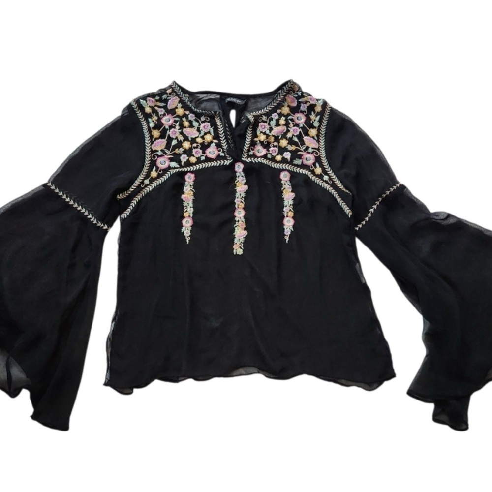 Embroidered Black Women's Top